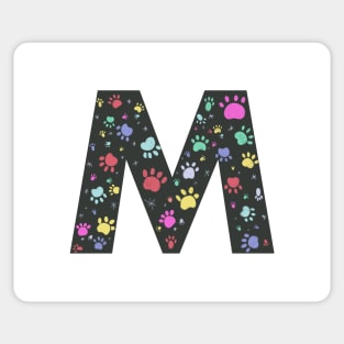 M letter with colorful paw print Sticker